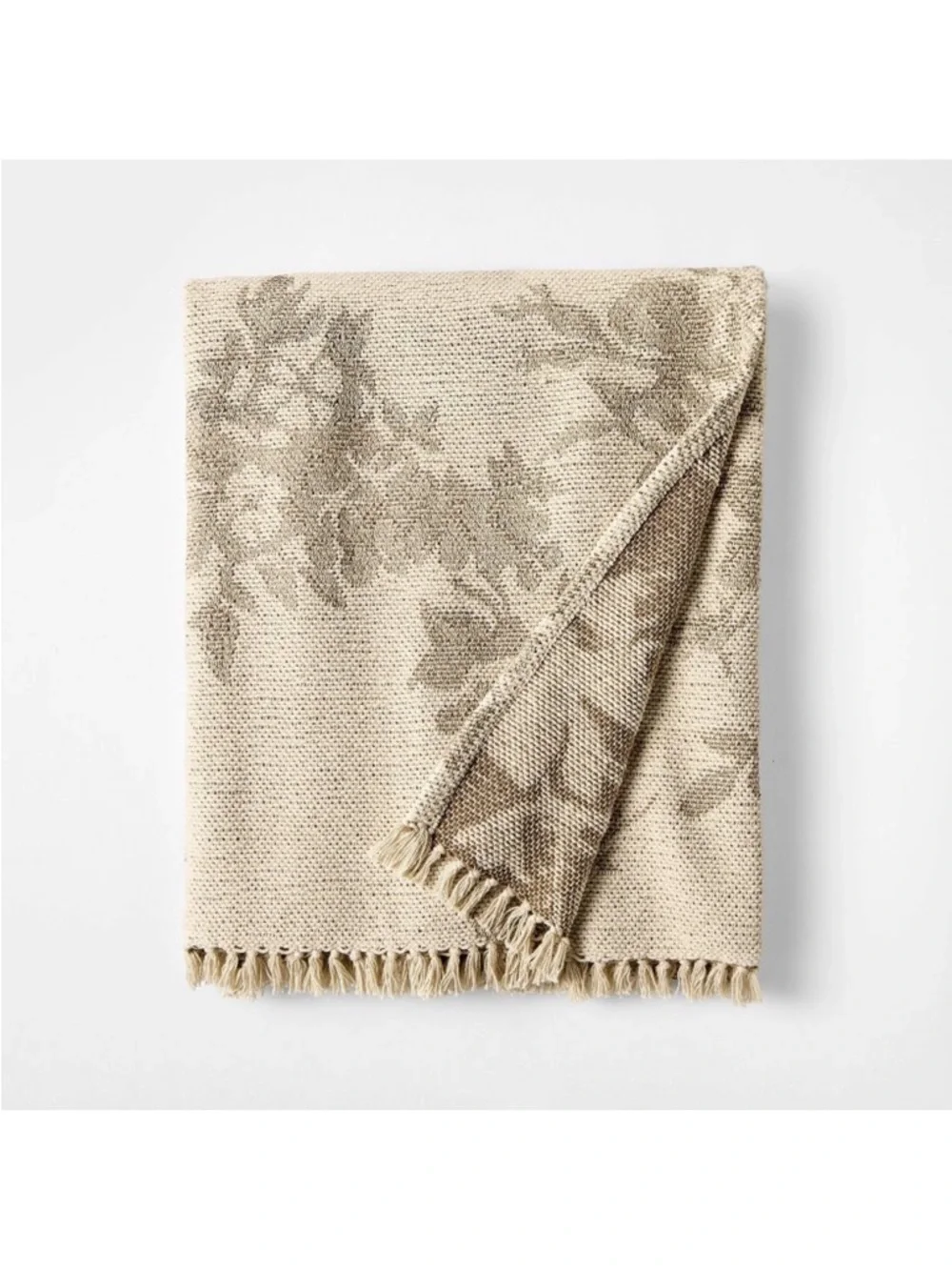 Woven Floral & Leaves Pattern Throw with Fringe -Threshold designed Studio McGee